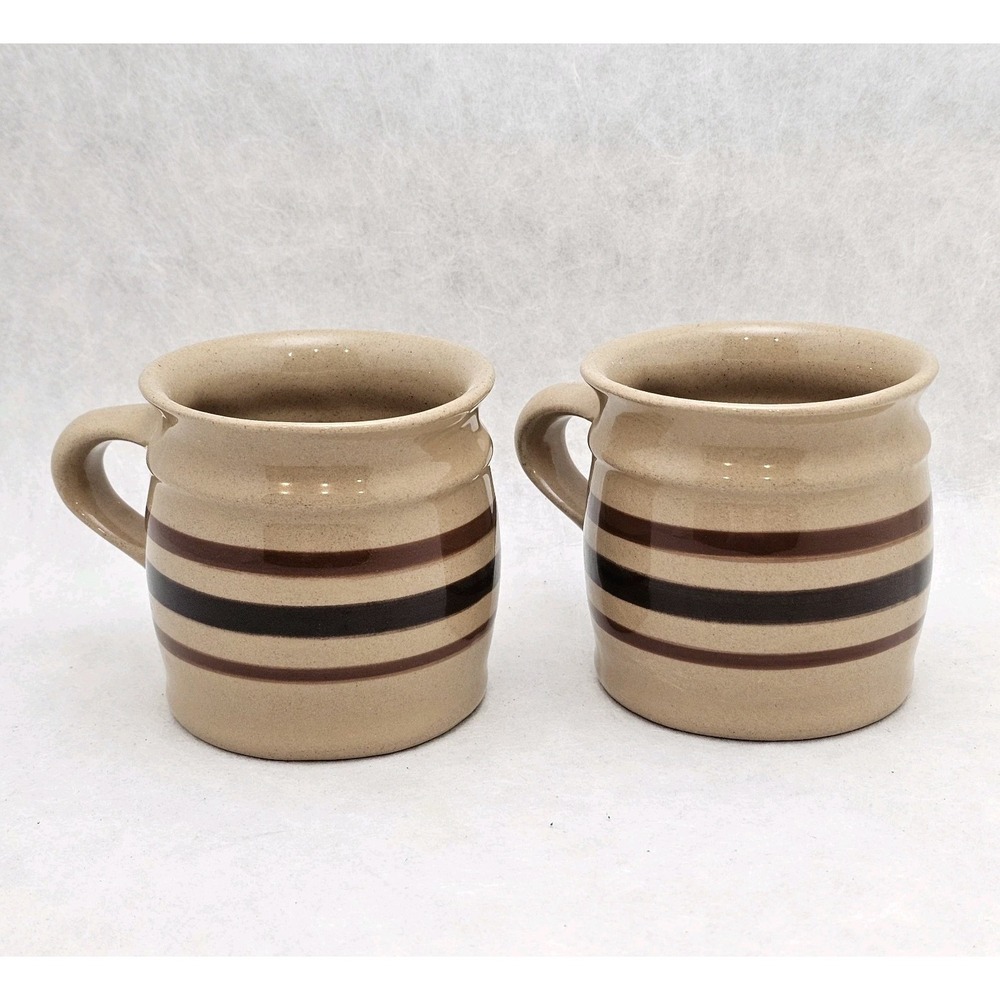 VTG Hartstone Pottery Striped Stoneware Coffee Tea Mugs Made in the USA *Read